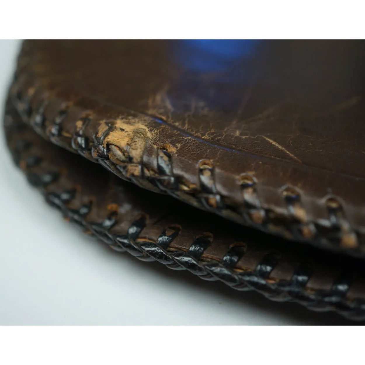Vintage 1930s Tooled Leather Clutch Purse - Poppy Flowers - Name Anna inside
