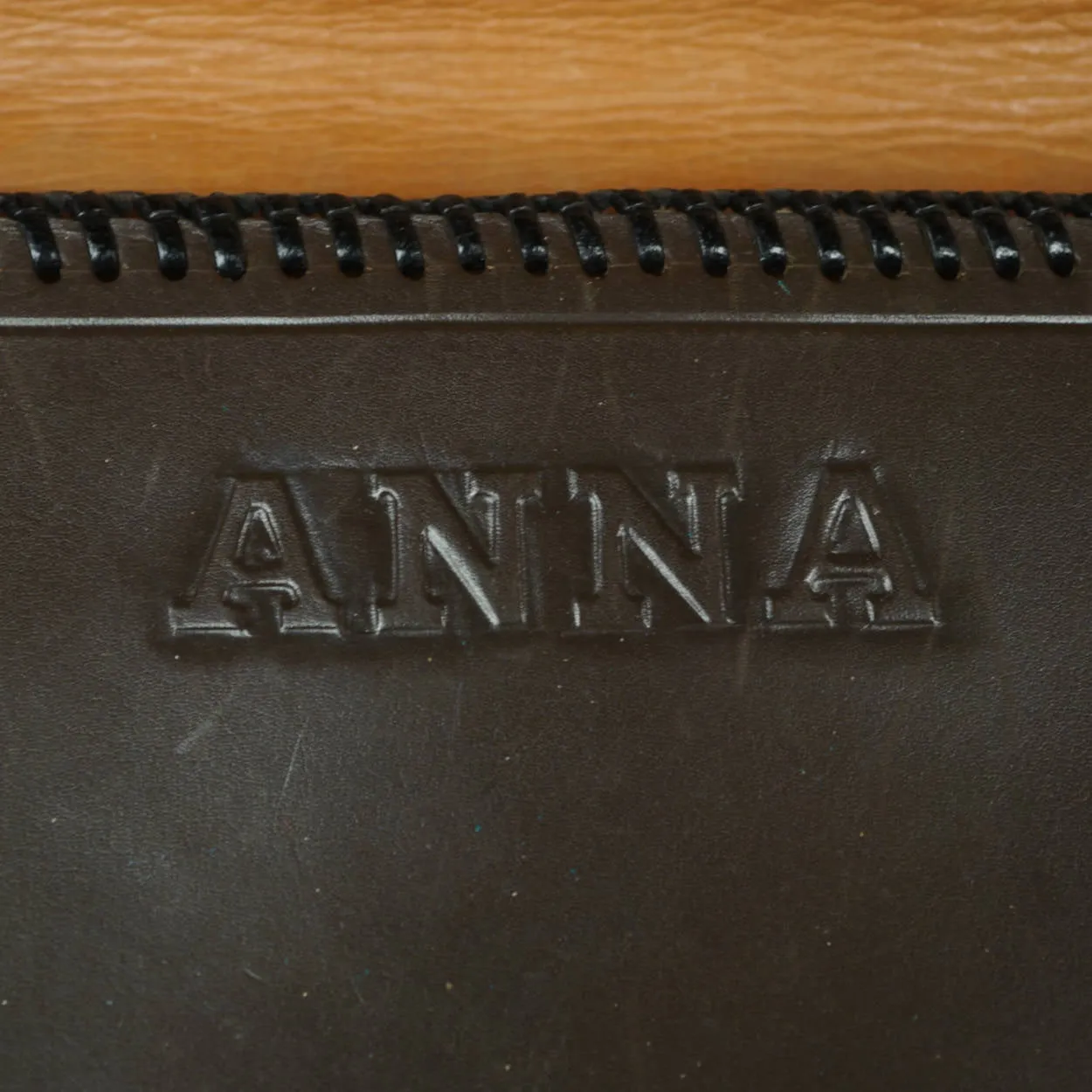 Vintage 1930s Tooled Leather Clutch Purse - Poppy Flowers - Name Anna inside