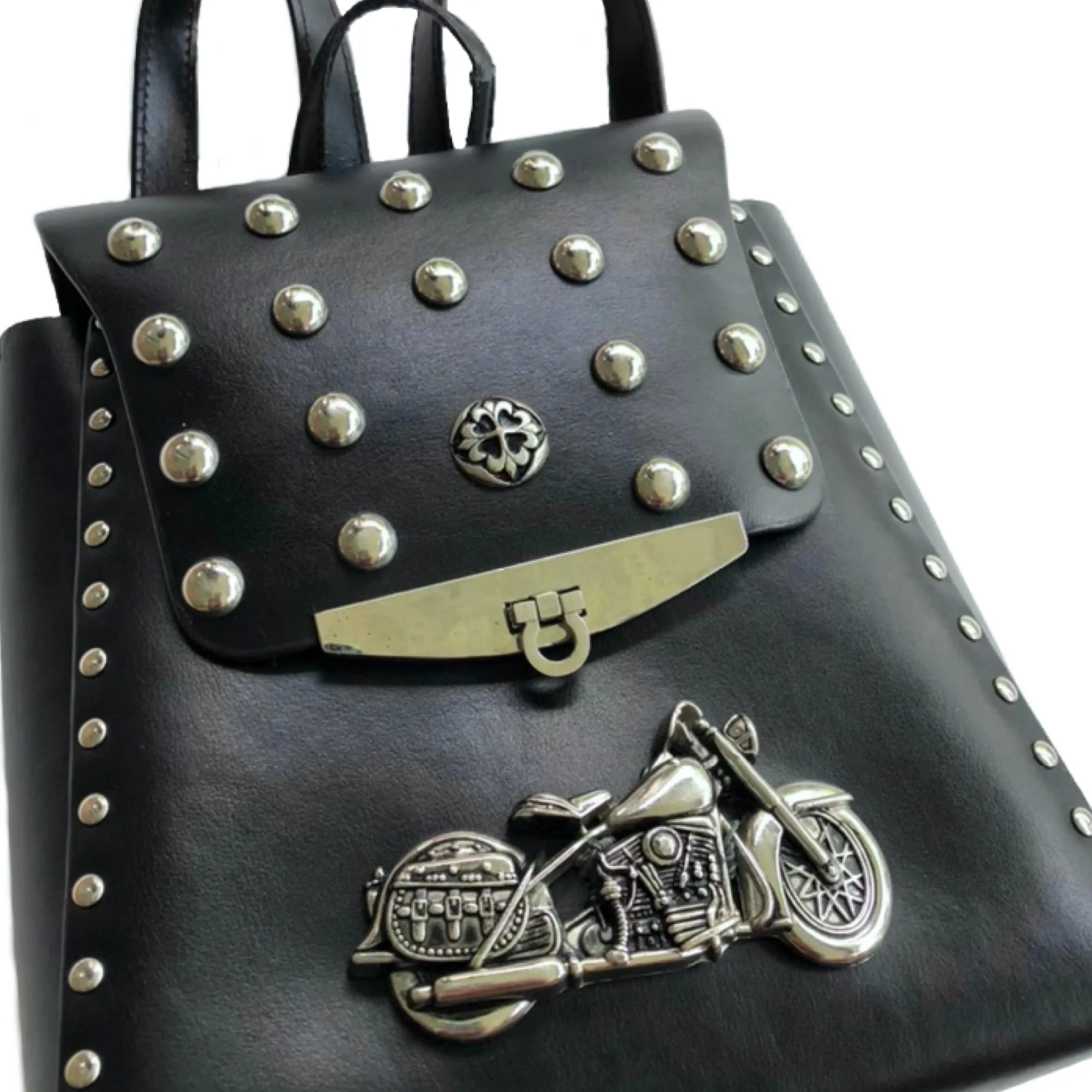 VINTAGE BIKER STUDDED BACKPACK