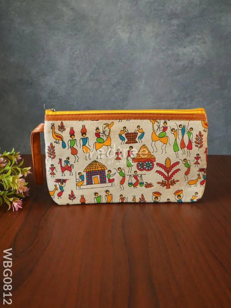 Warli Printed Purse with Zipper - WBG0812