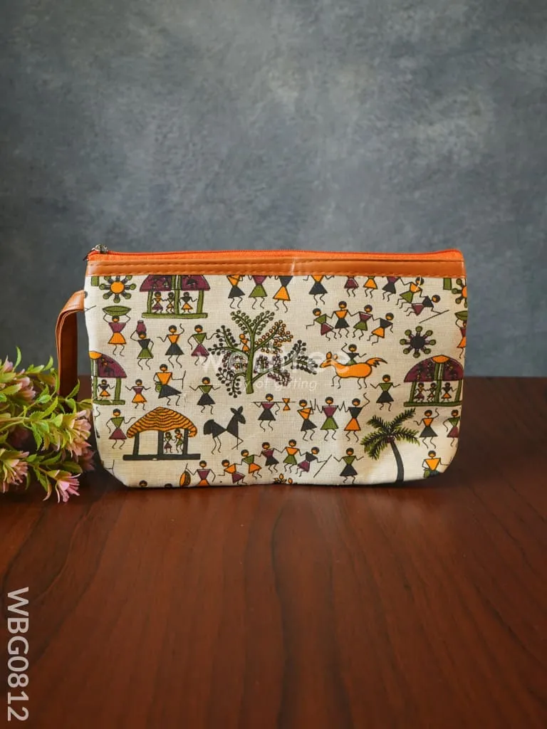 Warli Printed Purse with Zipper - WBG0812