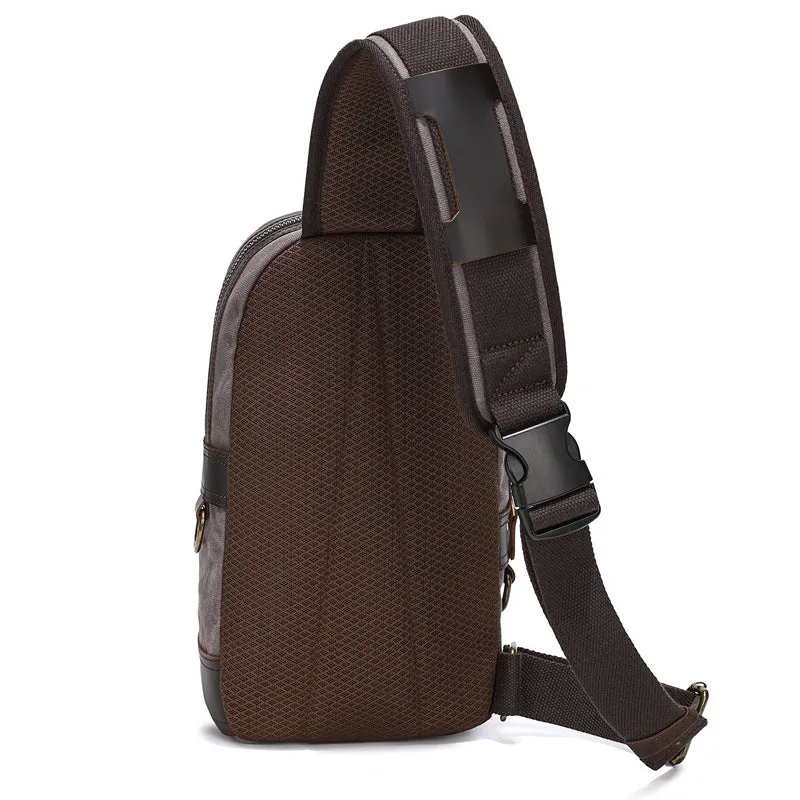 Waxed Canvas Sling Bag with Leather for Men