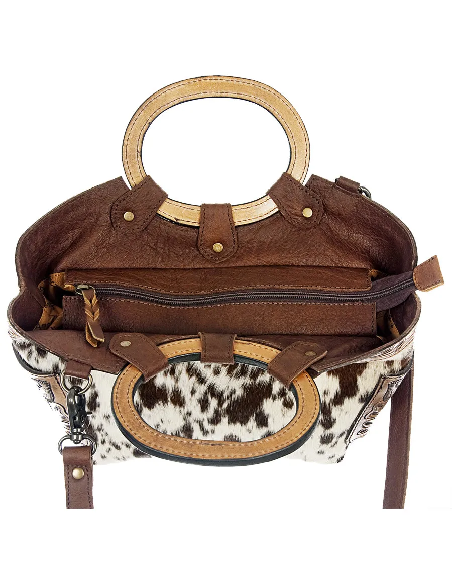 Women's Hair On Hide Tooled Purse