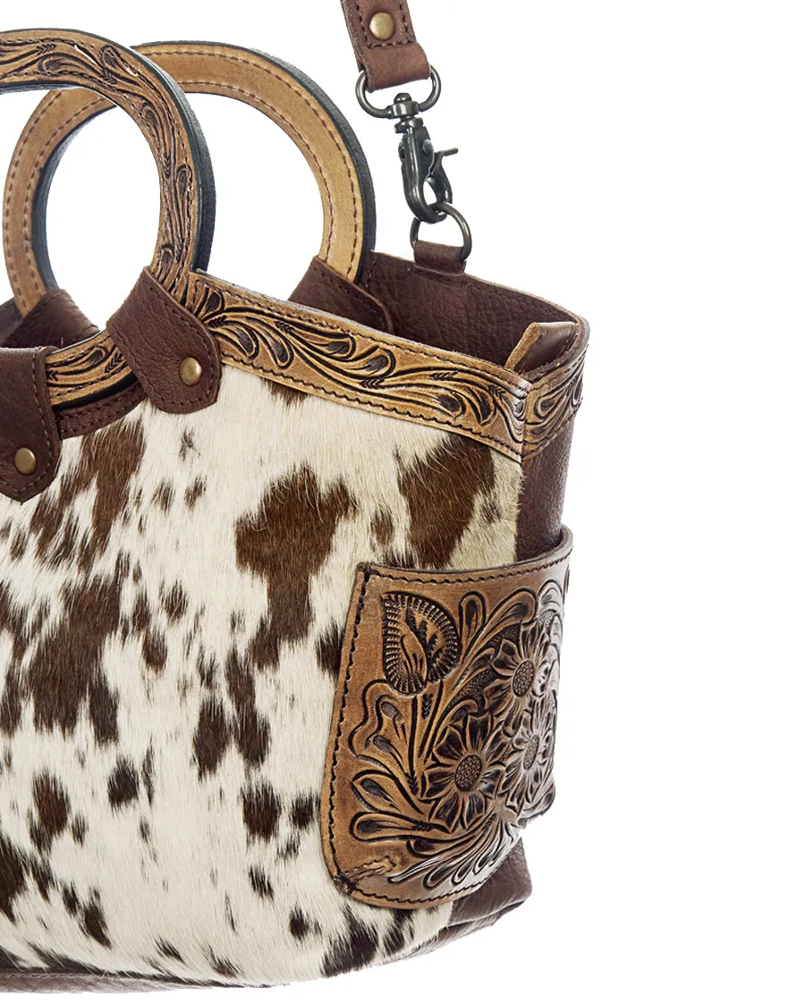 Women's Hair On Hide Tooled Purse