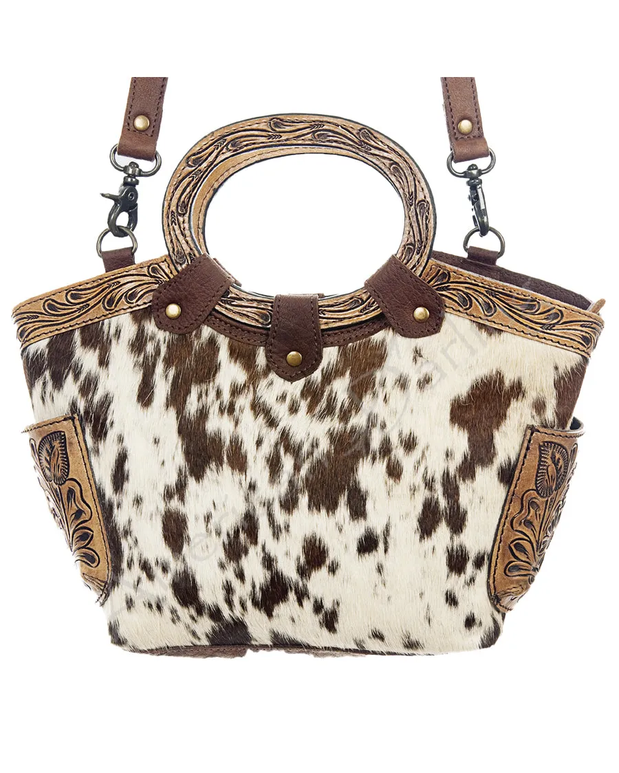 Women's Hair On Hide Tooled Purse