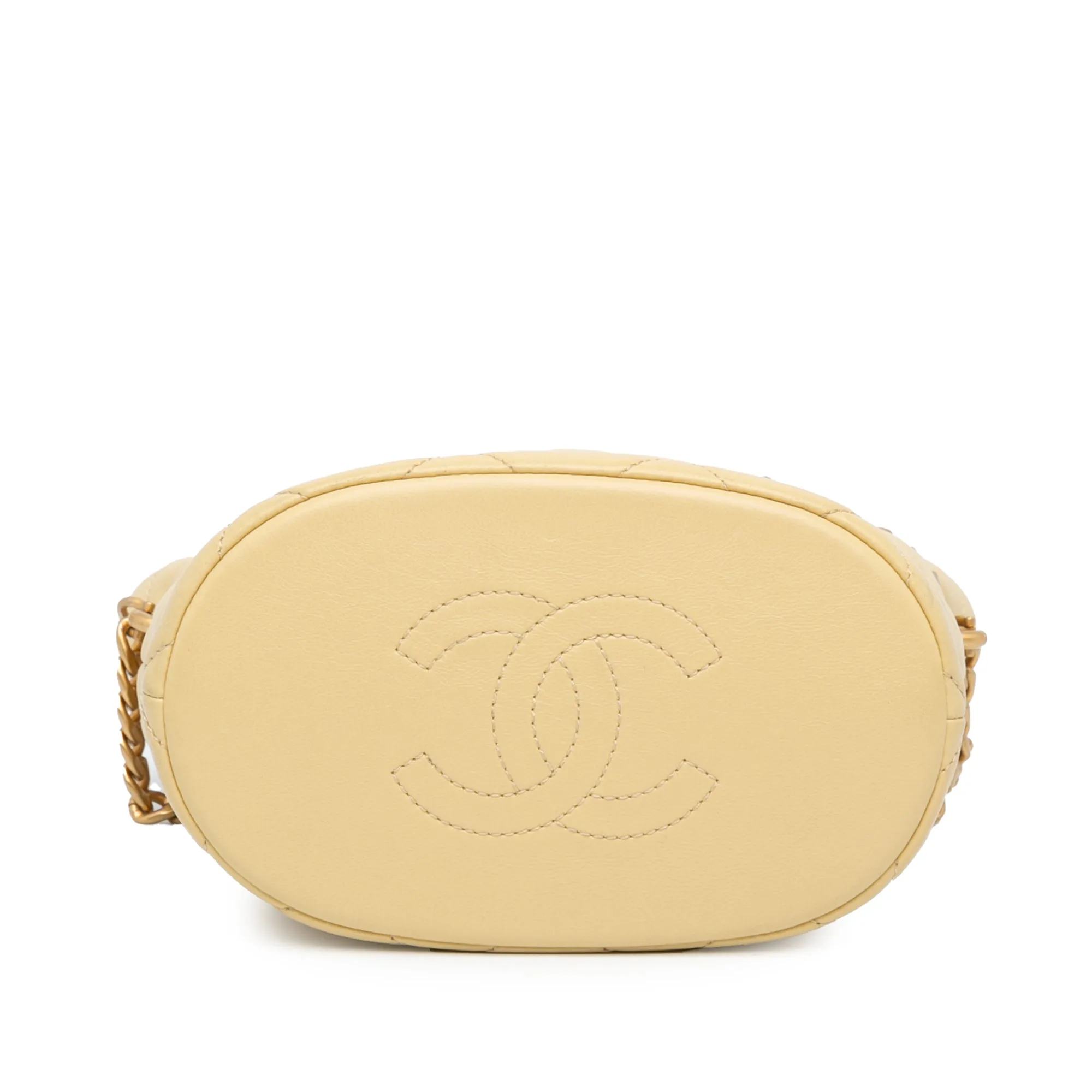 Yellow Chanel Mini Lambskin Pending CC Bucket Bag