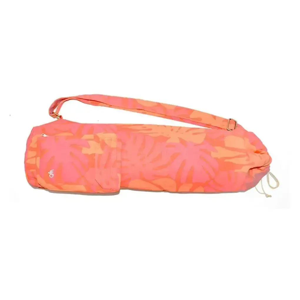 Yoga Mat Bag Tropical Print Pink Fair Trade Organic Cotton