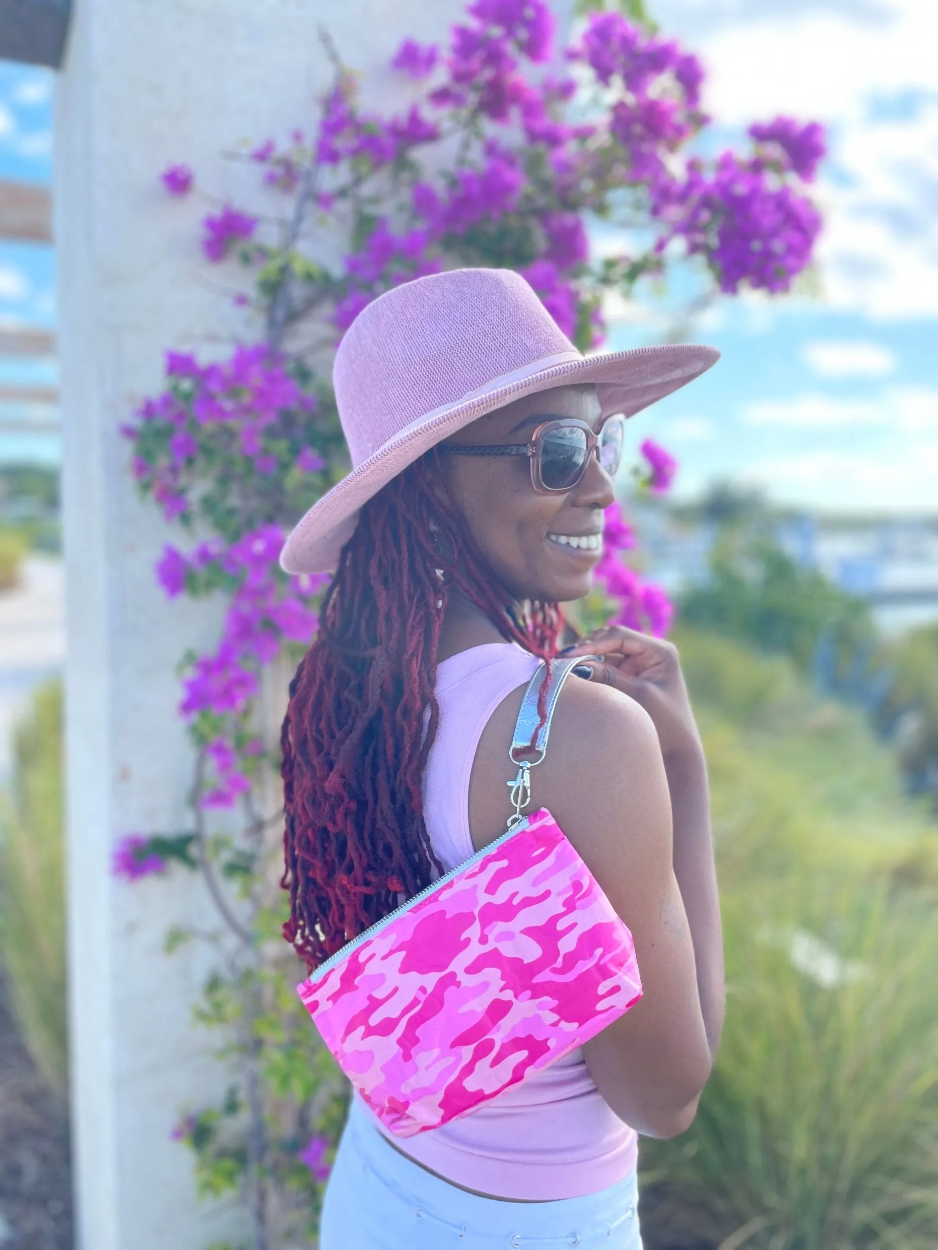 Zip Wristlet in Pink Camouflage